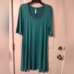 Scoop Neck Midi Dress in Teal